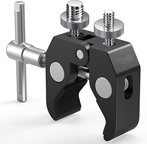 Homeet Super Clamp Stativ Klemme mit 1/4 und 3/8 Gewinde Schraube Adapter, Kamera Halterung Klemme Artikuliert Universal Magic Arm für Kameras, Flash Light, Stativ, LCD/DV Monitor, LED Lights