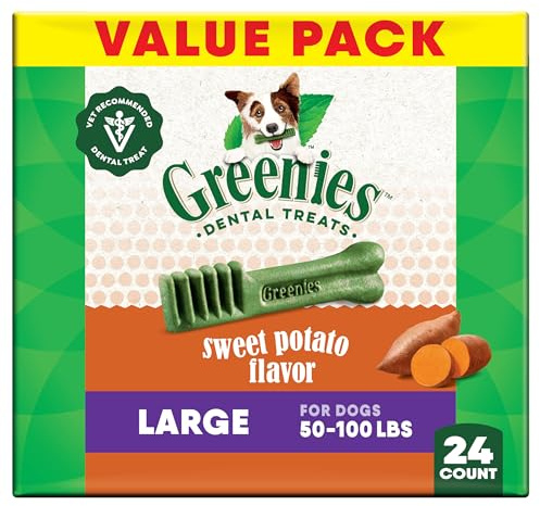 Greenies Large Natural Dental Dog Treats, Sweet Potato Flavor, 24 Count