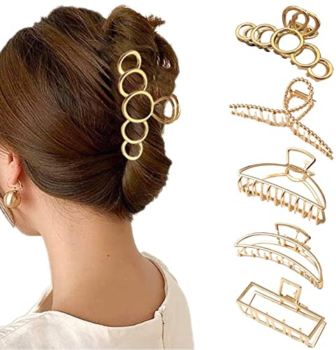 Pinzas para el pelo grandes y gruesas, 5 unidades, antideslizantes, pinzas para el pelo, pinzas para el cabello para mujer, pelo fino, pinza grande, pinza para el pelo grueso, pinza para el cabello