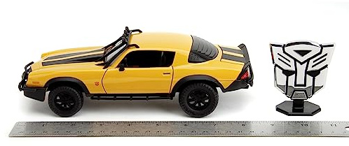 Jada Toys Transformers Bumblebee Auto (T7) – 1977 Chevrolet Camaro de Transformers 7: El Ascenso de Las Bestias, Modelo de Coche a Partir de 8 años con Moneda Coleccionable, 1:24, 20 cm, Amarillo