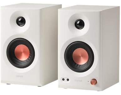 Edifier MR3 Kompakter Studio-Lautsprecher 2.0, Hi-Res Audio, Bluetooth V5.4, physikalische Steuerungen, RCA, AUX, Mobile App, 2 x 18 W, Weiß