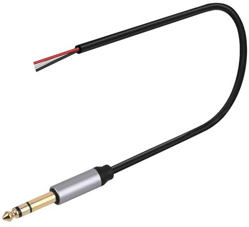 GMBYLBY 6,35-mm-Stecker auf blankes Kabel, offenes Ende, 2-polig, Stereo, 6,35 mm Klinkenstecker, Anschlusskabel für Mikrofon