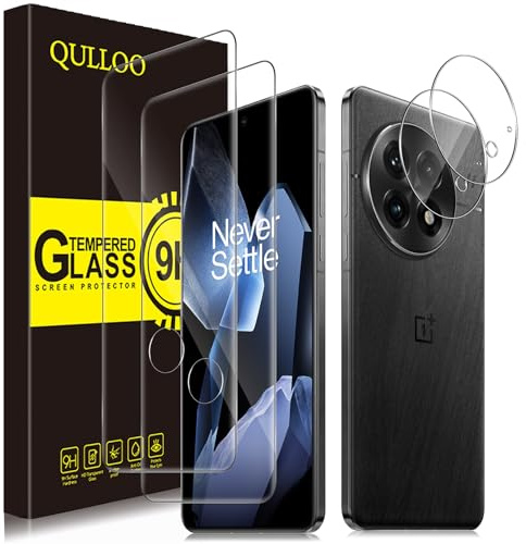 QULLOO Screen Protector for OnePlus 13, [2+2 Pack] Tempered Glass & Camera Lens Protector, HD Anti-Scratch Easy Installation Protective Glass Film