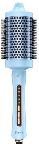 Farery Termoborste, Thermal Brush, 60 mm varm borste för löst och voluminöst hår, keramisk turmalin-jon-lockborste, termoborste, 5 temperaturer Hot Brush, dubbel spänning