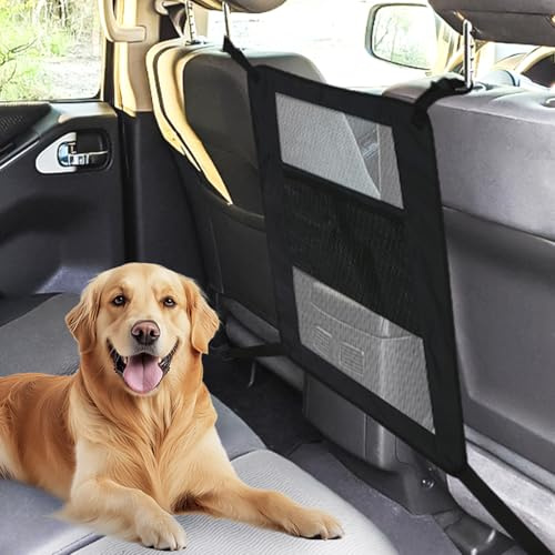 Universal Dog Car Barrier,Dog Net for Car Divider,Pet Barrier with Mesh Organizer for Cars,SUVs & Trucks,22×18, Breathable & Easy to Install