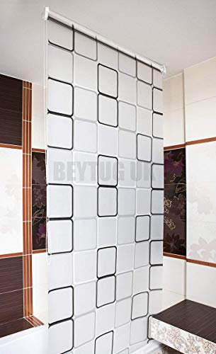 Tropik Home Bathroom Shower Curtain Roller Blind Extra Long, 4 Width Sizes, Quadro (140 X 240CM)