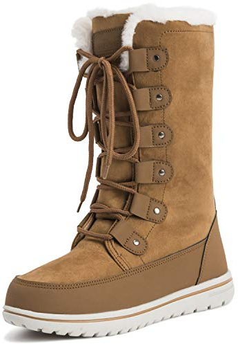 Polar Boot Donna Alto Durevole Pelliccia Ecologica Inverno Pioggia La Neve Impermeabile All'Aperto Vitello Stivali - 8 - TAN41 AYC0532