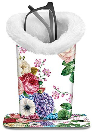 FINTIE Plush Lined Eyeglasses Holder, Glasses Stand Case, Anti-scratch Glasses Storage Organizer for Desk, Nightstand, Office, Flower Festival