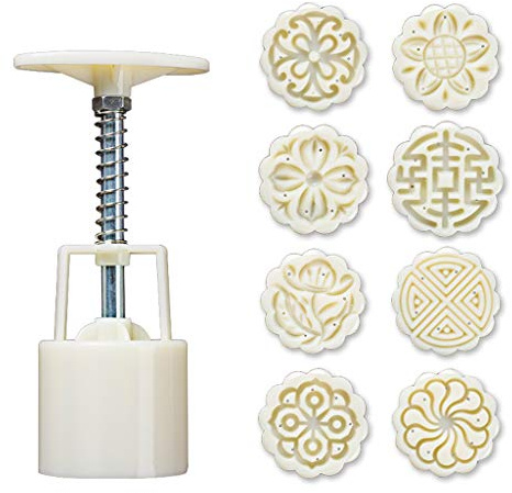 JKPOWER 8pcs Hand Press Cookie Stamp Moon Cake Decor Mould Barrel Mooncake Mold 25g DIY