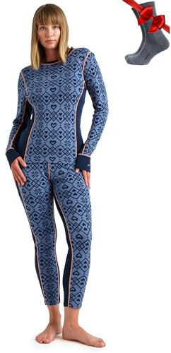 100% Merino Wool Base Layer Womens Set - Thermal Underwear Womens + Socks (X-Large, 250 Holiday Lilac)