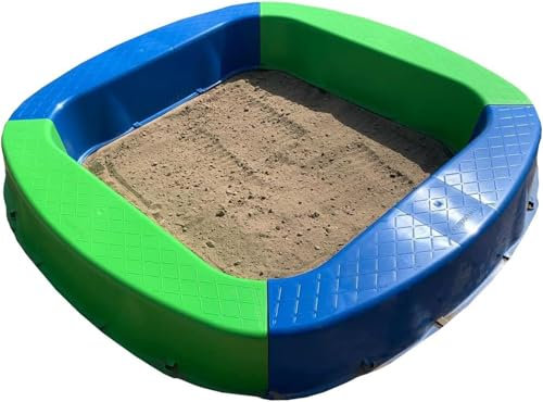 BURI Premium Sandkasten aus Kunststoff 150 x 150 x 20 cm, Grün/Blau, Made in Germany – Robuster Buddelkasten für den Garten, Kinderspielzeug zum Buddeln mit Sand oder Kies, sehr stabil & hochwertig