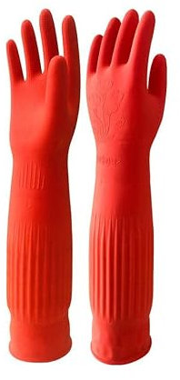 BGGIWY Guantes Gruesos para Lavar Platos, Guantes de látex cálidos para el hogar, de Invierno, para Cocina, de 45cm, de Brazo Largo, 1 par de Guantes de Goma Reutilizables