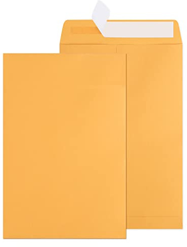 Poever 6x9 Catalog Envelopes 300 Pack Small Envelopes Brown Kraft Self Seal Security Mailing Envelopes for Documents, Cards, Photos, Office, Business