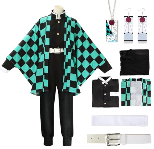 YYDSXK Cosplay Nezuko Tanjirou, Costume Nezuko Tanjirou Kochou Shinobu Mitsuri, Set di Kimono Mantello, Regalo per Bambini, Costume Tanjiro per Carnevale Halloween