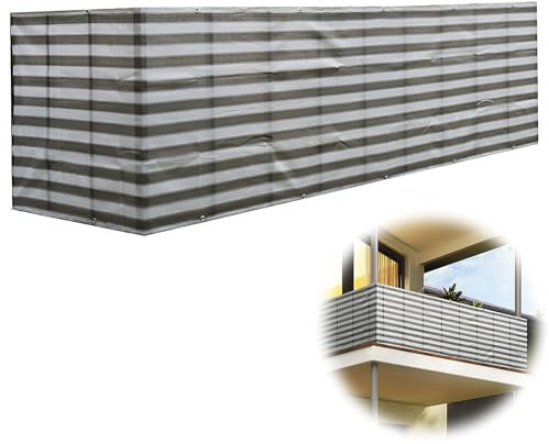 Marstey Pantalla de privacidad para balcón, 90 x 500 cm, para balcón y patio, protección contra el viento, protección UV, impermeable, protección contra el viento, para balcones y piscinas