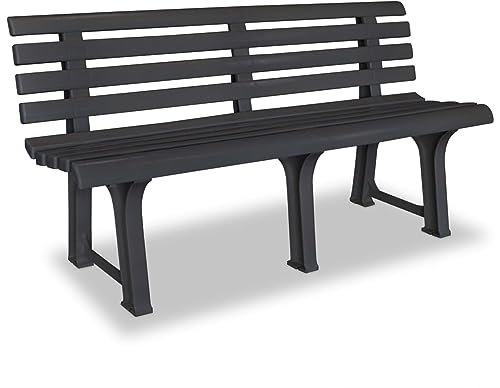 Gecheer Panca da giardino, per birra, balcone, 145,5 x 49 x 74 cm (larghezza x profondità x altezza), per patio, giardino, cortile, veranda, plastica antracite