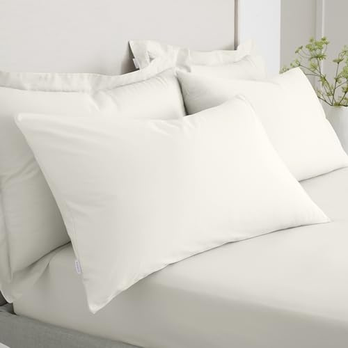 Bianca 200 Thread Count Cotton Percale Standard Pillowcase Pair Cream