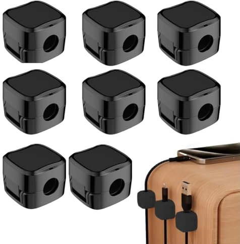 EIROVYA EIR 8 Pezzi Organizer Cavi,Clip per Cavi,Fermacavi Adesivi,Magnetico Organizzatore,Ferma Cavi,Organizzatore Scrivania,per Scrivania,Comodino,Cavi di Ricarica,HDMI,USB,Cavo Audio,Nero