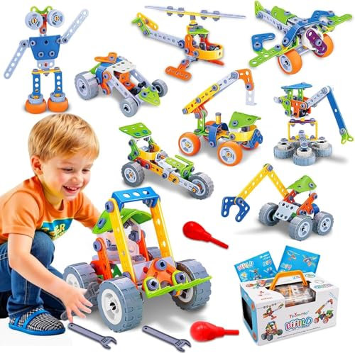 10 in 1 Electric STEM Toys for 5 6 7 8 Year Old Boys Girls, Educational Building Stem Toys for Kids 6-8 8-10 Construction Toy for Boys Ages 4-8 Stem Engineering Activities Christmas Birthday Gift
