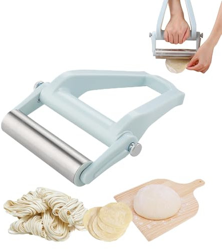Mattarello in acciaio inox – Mattarello per ravioli, gnocchi di ravioli, risparmio di lavoro, bastoncini di pasta da stendere, perno di rotolamento regolabile, accessori da cucina per Natale