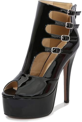 SPONYBORTY 5.51 pouces femmes talons aiguilles mode talons hauts boîte de nuit pôle danse bout ouvert semelle épaisse Sexy bottes à talons hauts cuissarde/F/44EU
