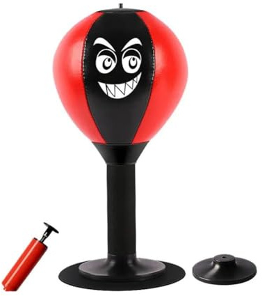 Saco de boxeo de escritorio 2024, bola de boxeo de escritorio con ventosa, adorno para aliviar el estrés, pelota de velocidad de boxeo de escritorio, juguetes divertidos para aliviar el estrés (rojo)