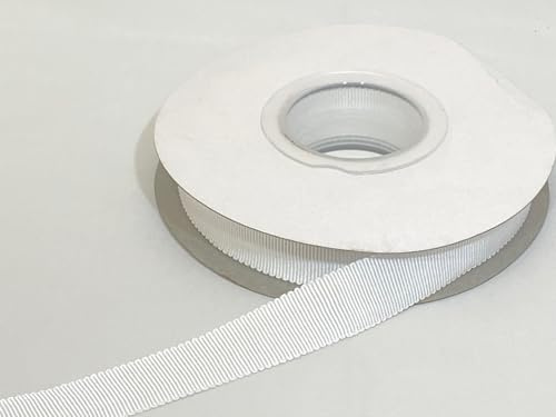 1 Full Roll Reel of 16mm x 20 metres Petersham Traditional Rayon Ribbed Ribbon White Double Sided Corded Milliners 16 mm 5/8 1/4 1.6cm