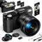 Appareil Photo Numérique Appareils Photo 5K 64MP avec WiFi, Carte 64Go, Autofocus, Flash Réglable, Zoom 18X, Écran inclinable à 180° Caméra Compact pour Vlogging YouTube, Objectif Grand Angle et Macro