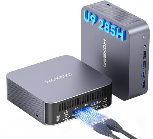 GEEKOM [TOP AI] Mini PC GT15 Max mit Intel Core Ultra 9 285H (15. Gen.), 32GB DDR5 + 1TB SSD, Mini Computer Windows 11 Pro mit 8×USB | 2.5G Dual-LAN | 4×4K Ausgänge | WiFi 7 für alle Einsatzszenarien