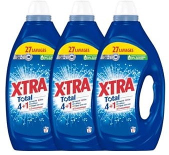 Xtra Total – Lessive Liquide 4+1 Propreté, Éclat & Fraîcheur – Économique, Efficace dès 20°C – Une Seule Lessive pour Tout le Linge – Lot de 3 x 27 Lavages