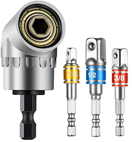 Newder-eu Impact Grade Driver Sockets Adapter Extension Set Bohrer 3-teilig 1/4 3/8 1/2 Universal Socket Adapter Set und rechtwinkliger Bohrer 105 Grad rechtwinkliger Schraubendrehersatz Bohrer Hex Bi