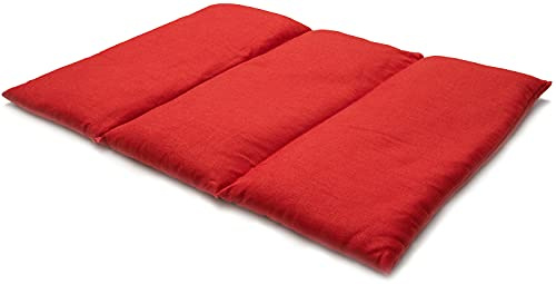 Coussin aux graines de colza - Taille 40x30-3 compartiments - rouge - Coussin thermique - Coussin aux graines - Compresse froide -
