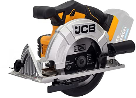 JCB 18v 165mm Cordless Circular Saw Bare Unit, 55mm Max. Cutting Dept, Adjustable Aluminium Base Plate, 3,650rpm for Fast and Accurate Cutting - 3 Year Warranty