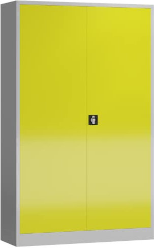 Lüllmann Metallschrank abschließbar komplett montiert 1945 x 1200 x 420 mm (Gelb) für Büro, Werkstatt oder Lager Flügeltürenschrank