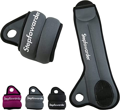 Stepfowarder 0.5 kg - 1.5 kg Gewichtsmanschetten Paar für Handgelenk mit Daumenschlaufe, 3 Farben für Universal Fußgewicht & Handgewicht, Ankle Wrist Weights (2 * 1.0KG - Grau)