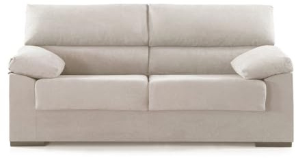 SWEET SOFA® - Sofá 3 plazas 180 cm Denver, sofá tapizado Antimanchas Beige, sofá desenfundable Estructura Madera (97 Altura x 85 Prof)