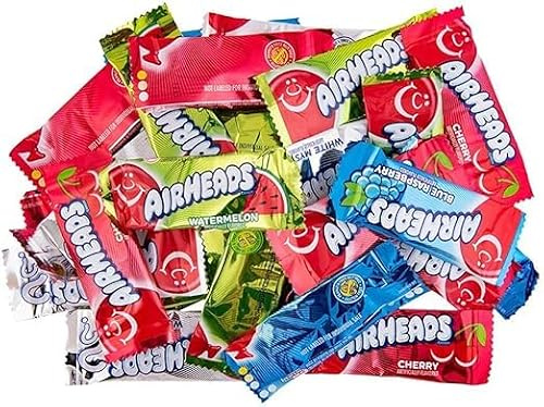 (1lb) Airheads Candy, Mini Bars, Easter Candy, Parades, Party, Assorted Flavors, Individually Wrapped Bulk Bag, Non Melting, Party, 1LB/454g - American Candy