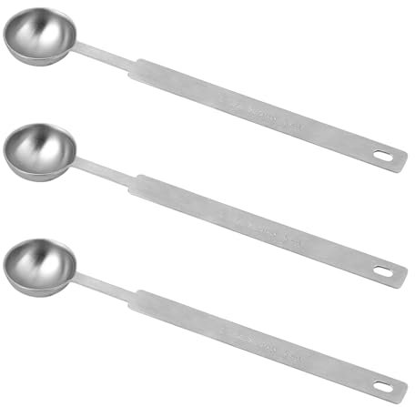 Cucchiai Dosatori da 3 Pezzi, 18cm Cucchiai da Tavola in Acciaio Inossidabile Cucchiai Dosatori Cucchiaino da tè 1/3 Cucchiaio da Tavola 5 ML | Cucchiaio in Metallo da 5 CC Manico Corto (Lungo)