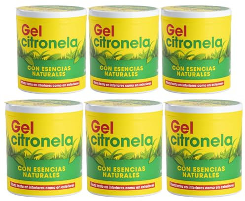 Gel Repelente de Mosquitos con Citronela - Repelente Natural contra Insectos, Aroma Refrescante, Envase Lata PACK 6