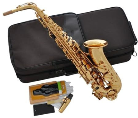 Professionell Saxofon Professionell Guldfärgad Ess altsaxofon Med Dyna