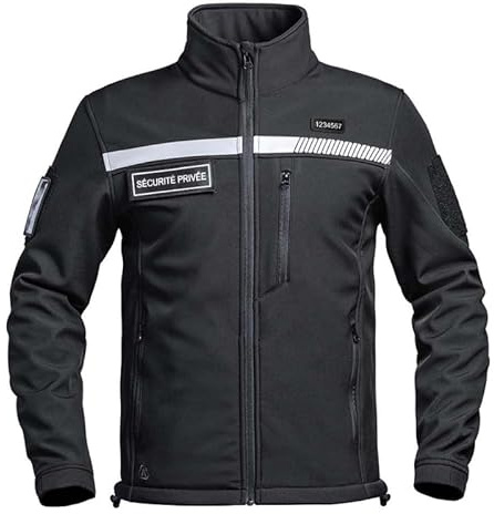 VESTE SOFTSHELL SÉCU-ONE HV-TAPE SÉCURITÉ PRIVÉE NOIR
