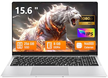 Tunhail Ordenador Portatil 15,6 Pulgadas, PC Portatil con Celeron N4000 hasta 2,6 GHz, 8GB DDR4 256GB SSD, Laptop Pantalla IPS FHD 1920 * 1080 Convertible 180°, WiFi 5, Mini HDMI