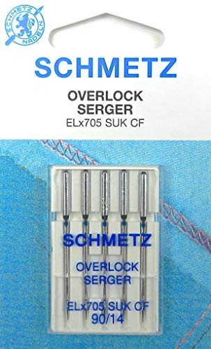 Schmetz Overlock / Serger ELx705 SUK CF (Ballpoint, Chrome Finish) Sewing Machine Needles for Gritzner 788, Size 90/14