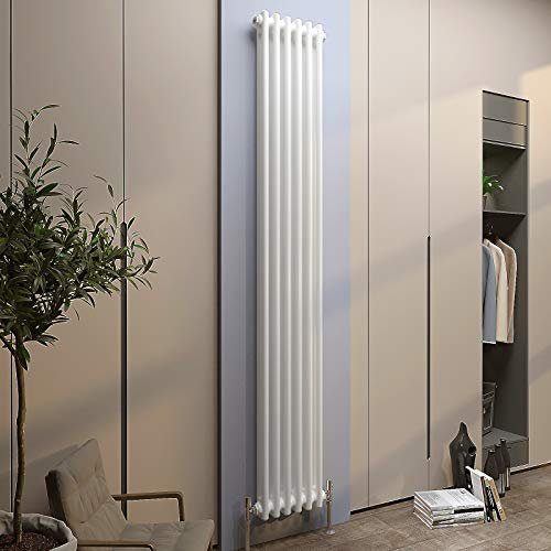 Acezanble∣Traditional 2 Column Radiator Vertical Tall Rads Cast Iron Style White-1800x290mm Centre Heating