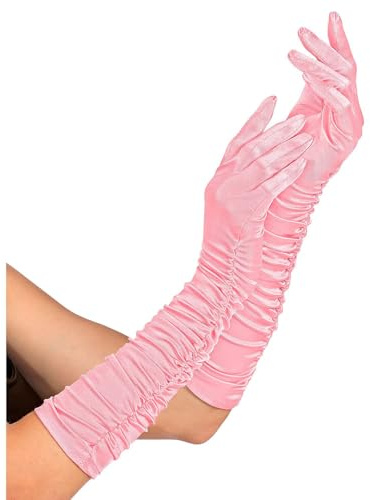 W WIDMANN MILANO Party Fashion - Women's Satin Gloves Ruched 44 cm Elegant Accessory for 20s Carnival Costume