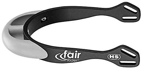 Sprenger fairRider Sporen aus scharzem Aluminium I leicht und eloxiert I mit gebogenem Kunststoffhals in Silber I Dicker sowie Abgerundeter Kunststoffhals