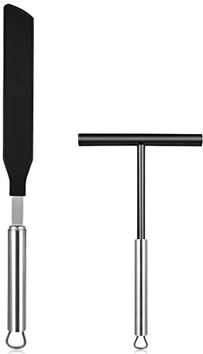 Lurrose Edelstahl Crepes Zubehör Set Mit Palatschinken Wender Und Teigverteiler – Küchenhelfer Für Backen Kochen Und Pancake Zubereitung Zuhause Und Restaurant
