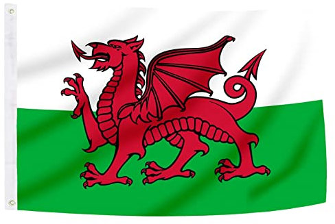 150x90cm Wales Flagge, Walisische Fahne mit 2 Metallösen für den Innen- und Außenbereich, Wales Nationalflagge in leuchtenden Farben, dekoriert bei Sportveranstaltungen, Partys, Paraden