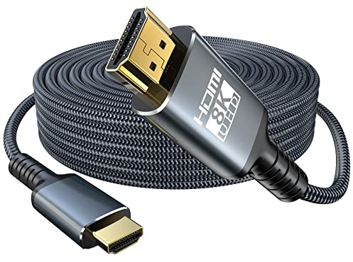 Eareyesail 8K HDMI 2.1 Cable 10M,48Gbps Ultra High Speed Gaming Braided Cables Support 8K@60HZ/4K@120Hz,eARC,Dynamic HDR,HDCP 2.2/2.3,3D,VRR for 120fps Monitor PS5/PS4/X-Box/Roku TV/RTX3080/3090