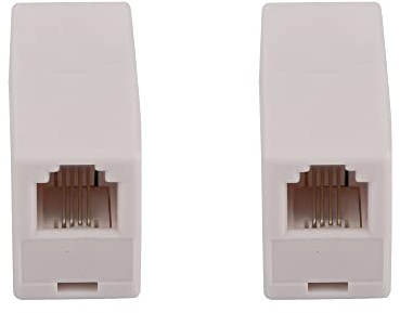 Ubramac RJ11 Coupler, Straight Telephone Inline Coupler RJ11 6P4C Inline Keystone Jack Female to Female Straight Telephone Cable Cord Extension Adapter (White -2 Pack)